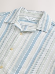 Blue Textured Stripe Short Sleeve Shirt - Image 7 of 8