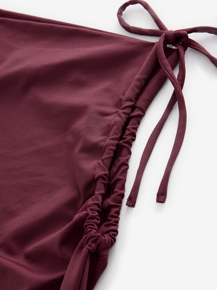 Burgundy Red Soft Touch Polyamide Ruched Sleeveless Top - Image 7 of 7