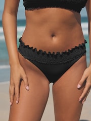 Black Shirred High Leg Bikini Bottoms - Image 1 of 6
