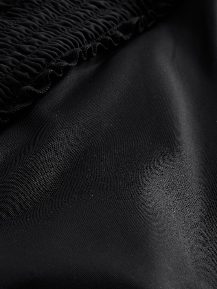 Black Shirred High Leg Bikini Bottoms - Image 6 of 6