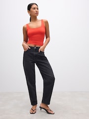 Red Soft Touch Polyamide Scoop Neck Vest Top - Image 4 of 4