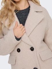 ONLY Cream Boucle Double Breasted Longline Coat - Image 5 of 7
