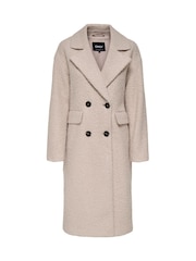 ONLY Cream Boucle Double Breasted Longline Coat - Image 6 of 7