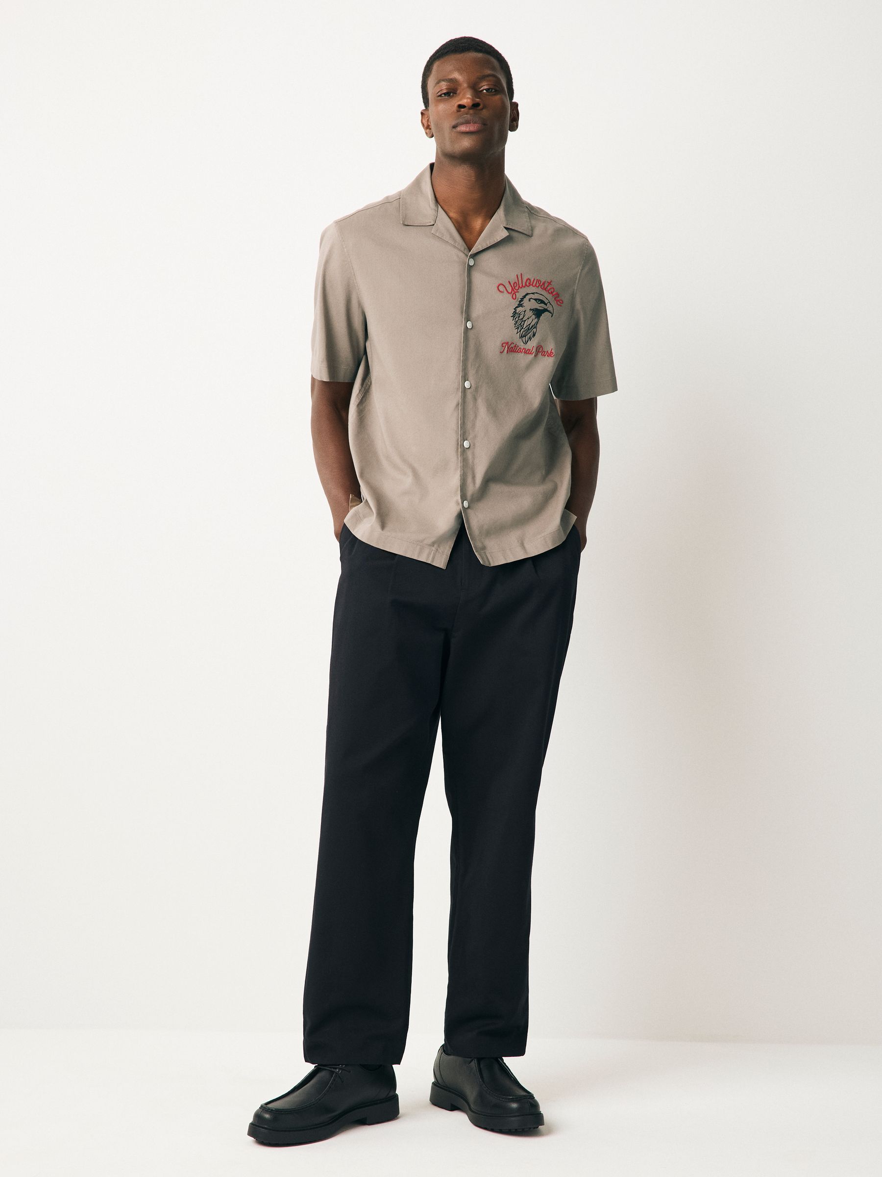 Buy Stone Natural National Park Back Print Short Sleeve Shirt from