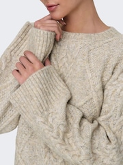 JDY Cream Longline Cable Knitted Jumper - Image 5 of 7
