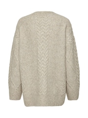 JDY Cream Longline Cable Knitted Jumper - Image 7 of 7