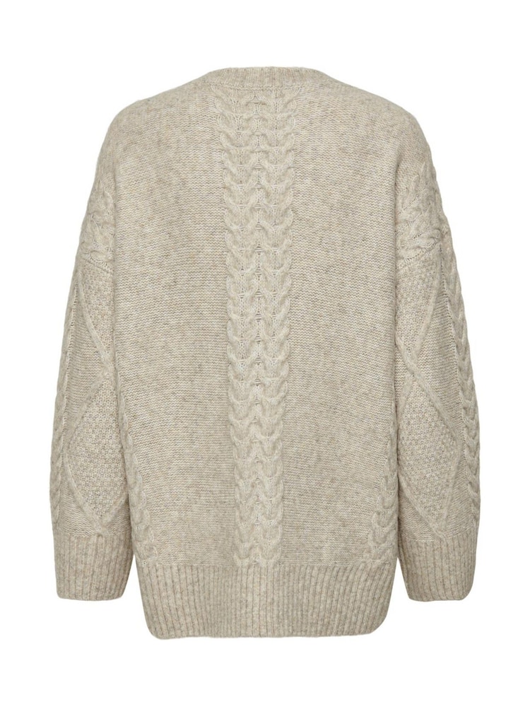 JDY Cream Longline Cable Knitted Jumper - Image 7 of 7