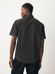 Black 100% Cotton Denim Western Short Sleeve Shirt - Image 2 of 7