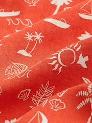 Red Palm Tree Conversational Printed Short Sleeve Shirt - Image 7 of 8