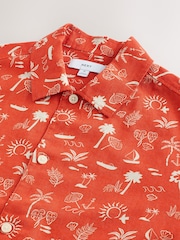 Red Palm Tree Conversational Printed Short Sleeve Shirt - Image 8 of 8