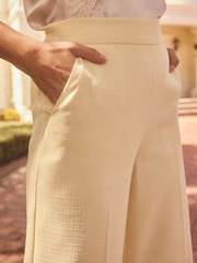 Friends Like These Buttermilk Yellow Millie Mackintosh Premium Wide Leg Tailored Elastic Back Trousers - Image 3 of 4