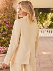 Friends Like These Cream Petite Premium Fit Millie Mackintosh Double Breasted Tailored Blazer - Image 4 of 4