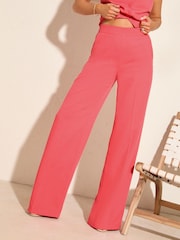 Friends Like These Pink Millie Mackintosh Premium Wide Leg Tailored Elastic Back Trousers - Image 2 of 4