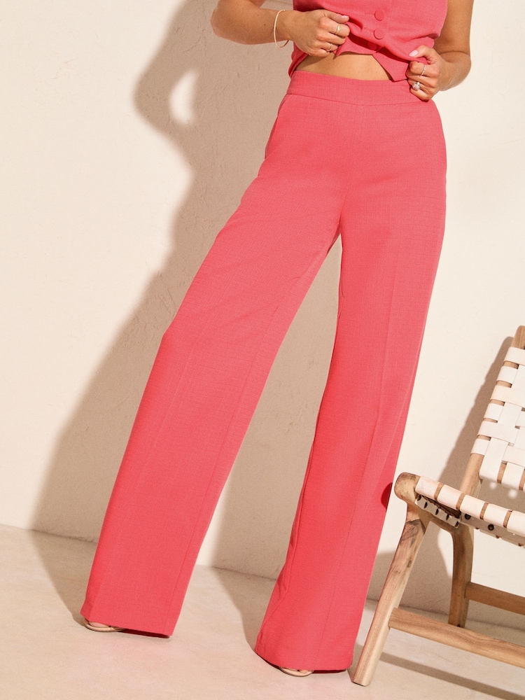 Friends Like These Pink Millie Mackintosh Premium Wide Leg Tailored Elastic Back Trousers - Image 2 of 4