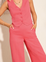 Friends Like These Pink Millie Mackintosh Premium Wide Leg Tailored Elastic Back Trousers - Image 3 of 4