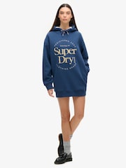 Superdry Blue Luxe Metallic Logo Hooded Dress - Image 2 of 6