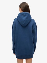 Superdry Blue Luxe Metallic Logo Hooded Dress - Image 4 of 6