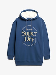 Superdry Blue Luxe Metallic Logo Hooded Dress - Image 5 of 6