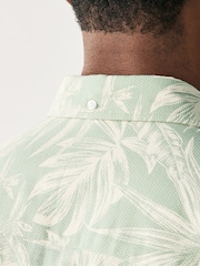 Green 100% Cotton Textured Floral Print Short Sleeve Shirt - Image 6 of 9
