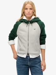 Superdry Green Essential Baseball Zip Hoodie - Image 1 of 3