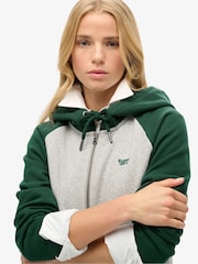 Superdry Green Essential Baseball Zip Hoodie - Image 3 of 3