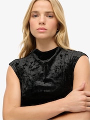 Superdry Black Velvet Bodycon Dress - Image 3 of 4