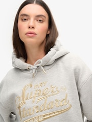 Superdry Grey Luxe Metallic Logo Hooded Dress - Image 4 of 6