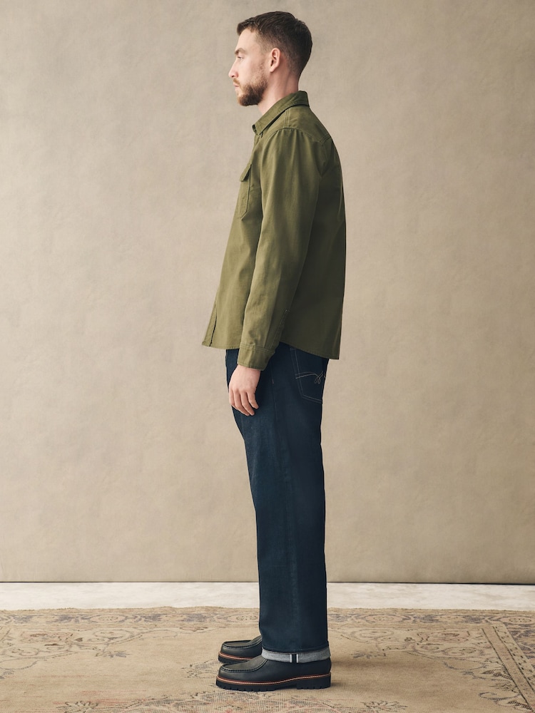 Blue Indigo Rinse Straight Fit Signature Selvedge Denim Jeans - Image 1 of 11