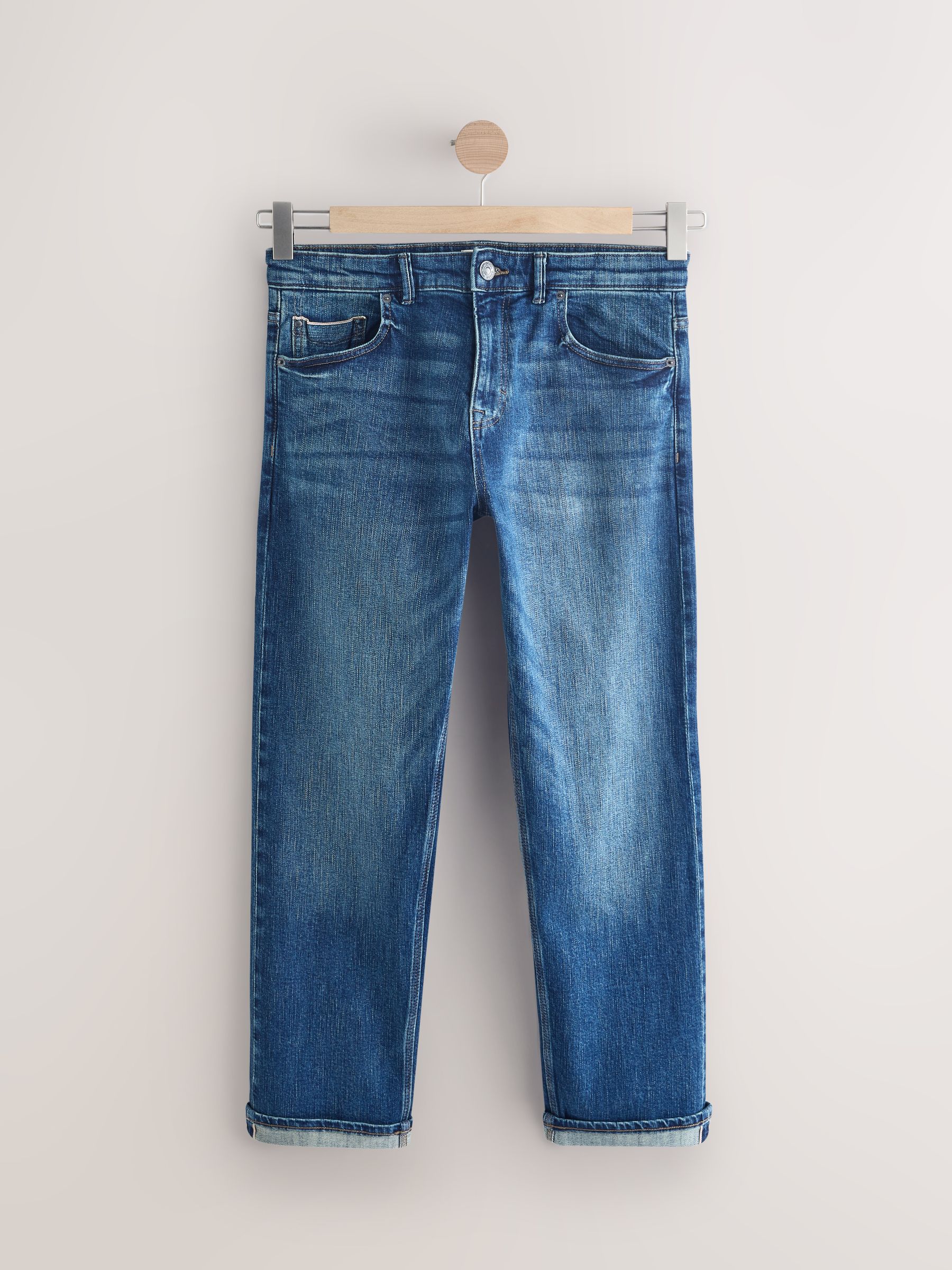 Buy Mid Blue Straight Fit Signature Selvedge Denim Jeans from the