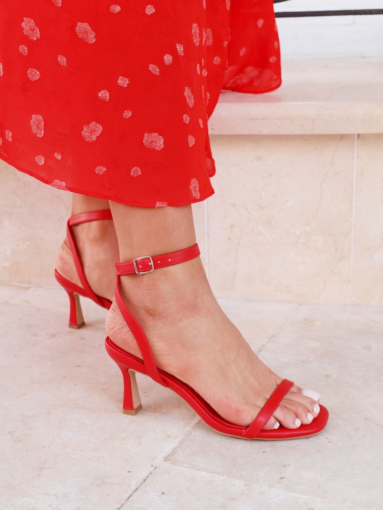 Linzi Red Elevate Low Stiletto Heeled Sandals - Image 1 of 5
