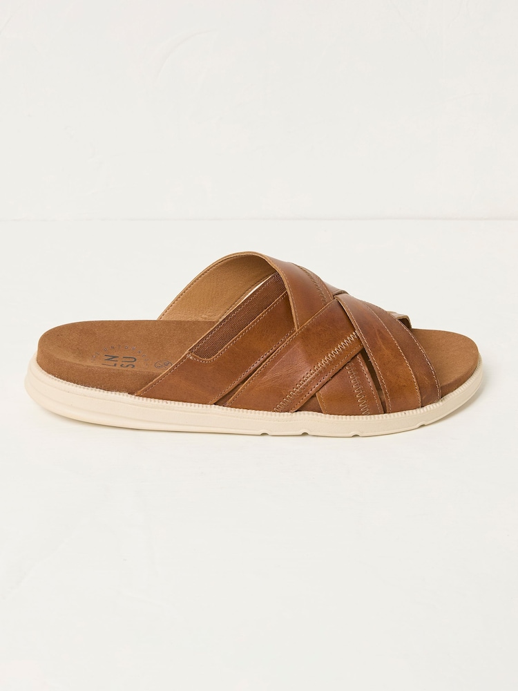 FatFace Hinton Tan Brown Sliders - Image 1 of 3