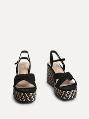 Linzi Black Leonie Cross-Over Front Straps Braided Wedges - Image 3 of 5