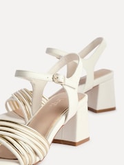 Linzi White Genna Heeled Sandals With Gold Accents - Image 4 of 5