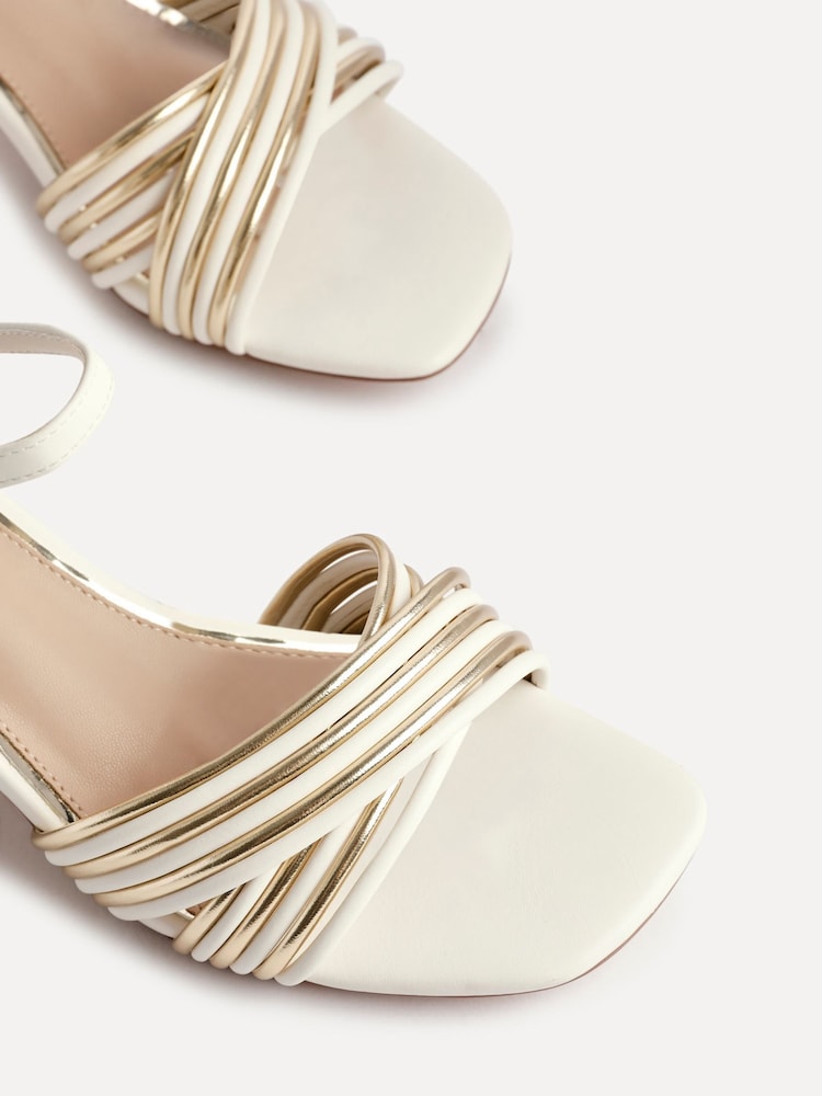 Linzi White Genna Heeled Sandals With Gold Accents - Image 5 of 5
