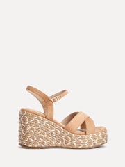 Linzi Brown Leonie Cross-Over Front Straps Braided Wedges - Image 3 of 6