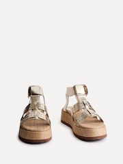 Linzi Gold Sunkissed Laser Cut Flatform Gladiator Sandals - Image 3 of 5