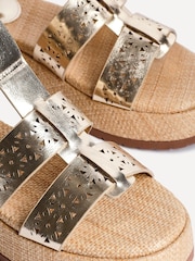 Linzi Gold Sunkissed Laser Cut Flatform Gladiator Sandals - Image 4 of 5