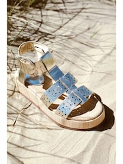 Linzi Gold Sunkissed Laser Cut Flatform Gladiator Sandals - Image 6 of 6