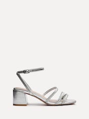 Linzi Silver Hariette Heeled Sandals With Braided Front Straps - Image 2 of 5