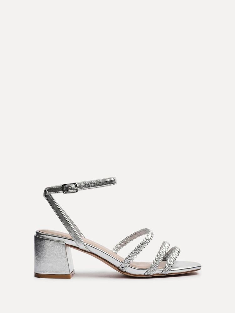 Linzi Silver Hariette Heeled Sandals With Braided Front Straps - Image 2 of 5