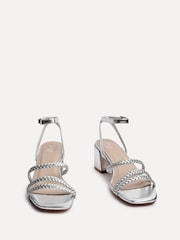 Linzi Silver Hariette Heeled Sandals With Braided Front Straps - Image 3 of 5