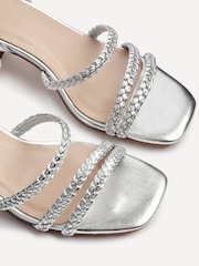 Linzi Silver Hariette Heeled Sandals With Braided Front Straps - Image 4 of 5