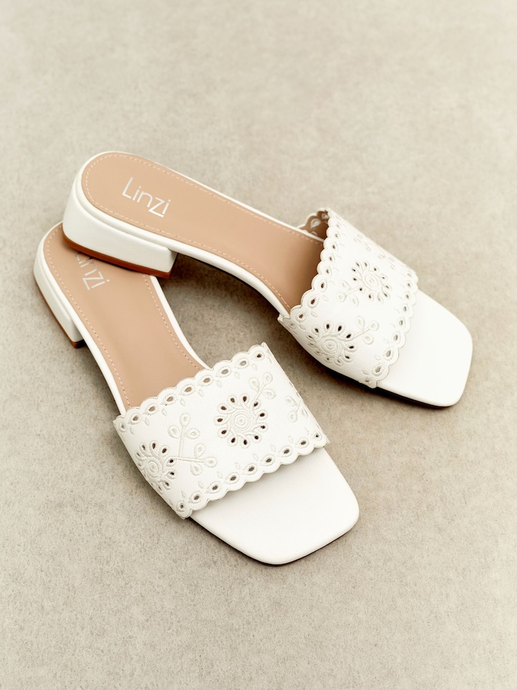 Linzi White Lavender Floral Detail Mules - Image 6 of 6