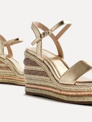 Linzi Gold Icon Embellished Wedges - Image 4 of 5