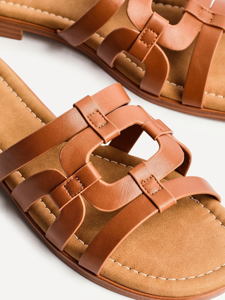 Linzi Brown Lupita Cut-Out Strappy Flat Sandals - Image 5 of 5
