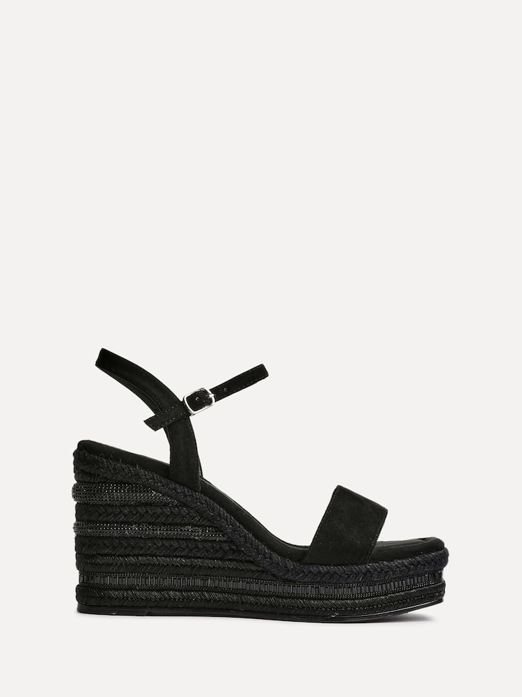 Linzi Black Icon Embellished Wedges - Image 2 of 5