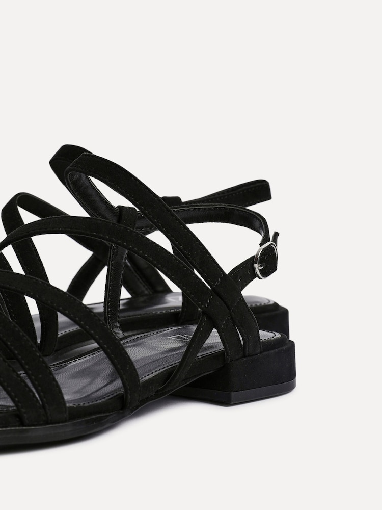 Linzi Black Lucie Strappy Front Sandals With Mini Block Heels - Image 5 of 5