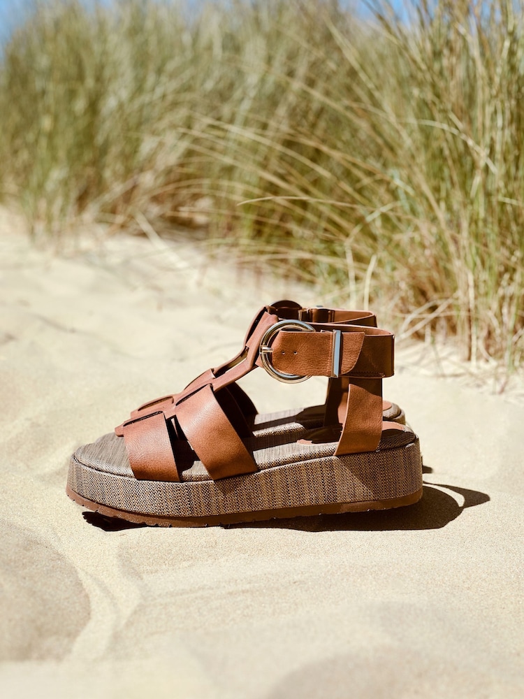 Linzi Brown Tori Flatform Gladiator Sandals - Image 6 of 6
