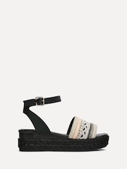 Linzi Black Vista Embellished Espedrille Flatform Sandals - Image 2 of 5