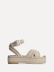 Linzi Gold Kiana Embellished Raffia Flatform Sandals - Image 2 of 5